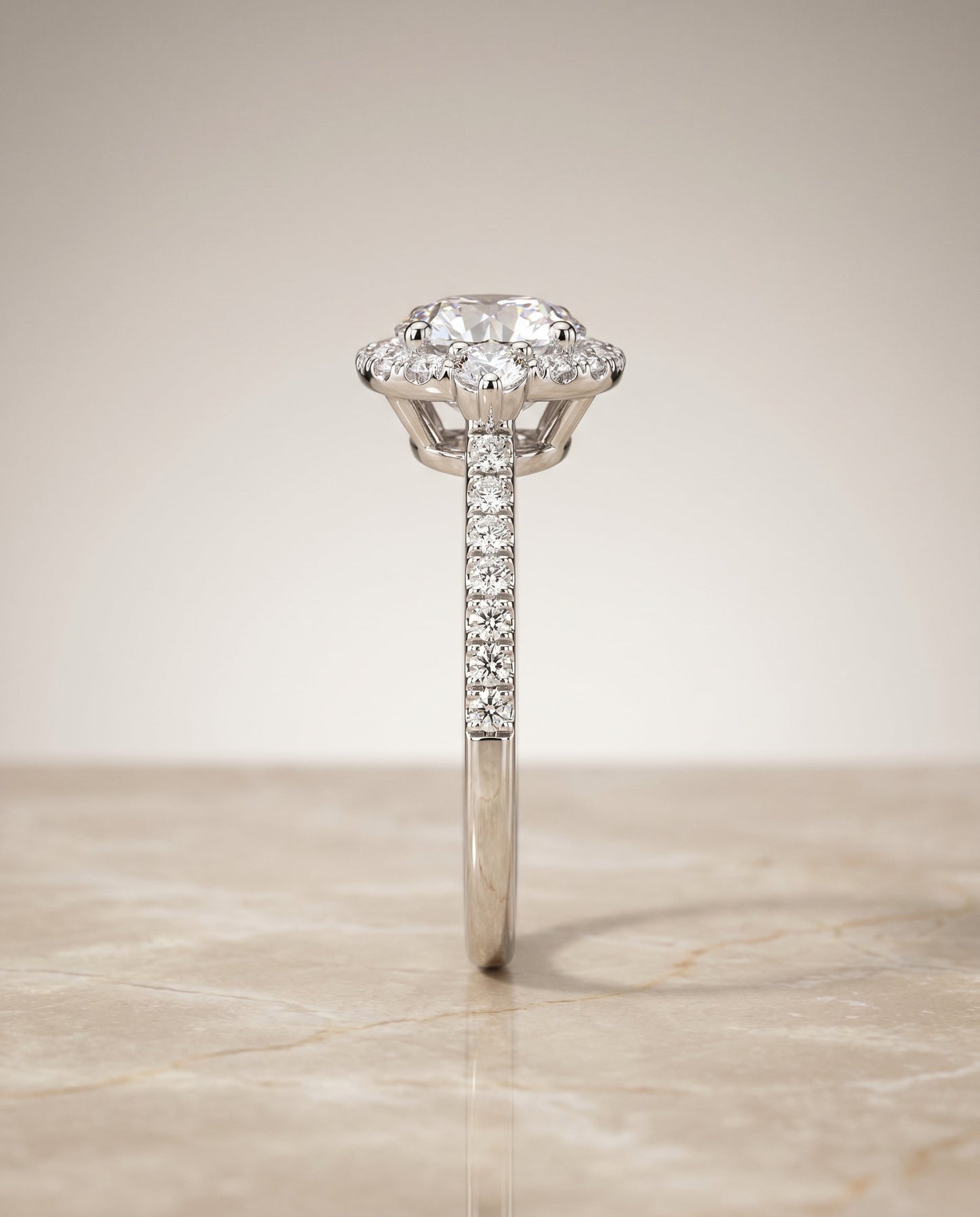 The Ivy Select Halo Engagement Ring with Lab Diamond in Platinum - view 5