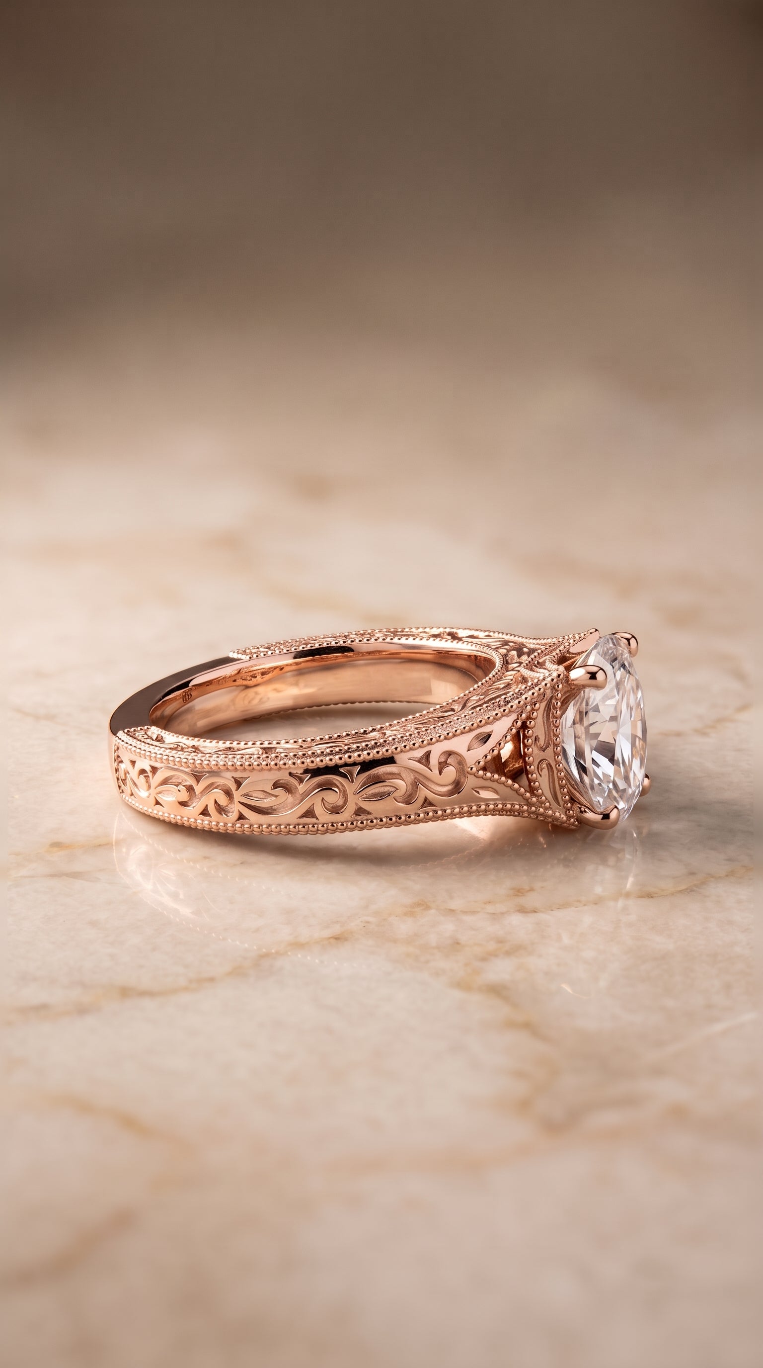 The Janis setting for oval diamonds, made to order in 14K Rose Gold | RockHer