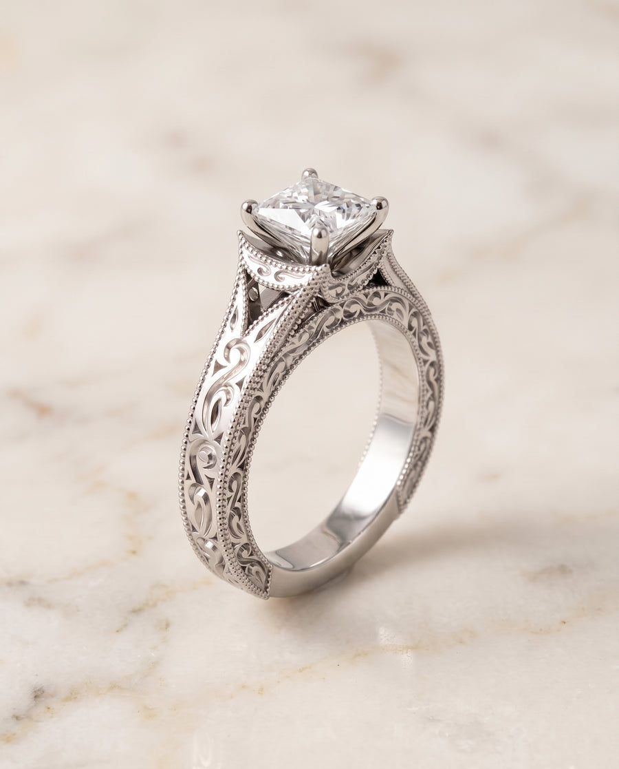 The Janis Engagement Ring, made to order in our Los Angeles atelier