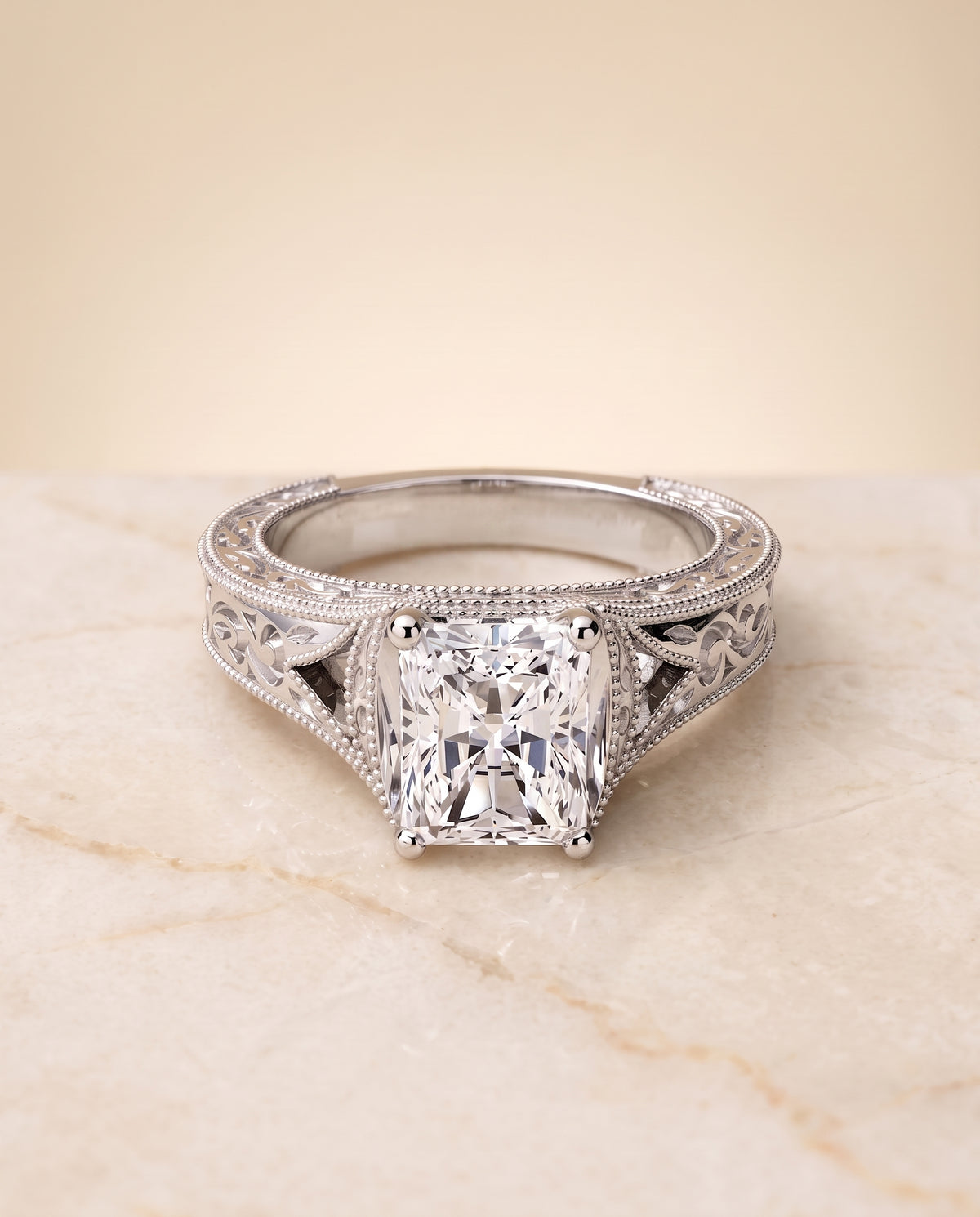 The Janis radiant engagement ring setting in Platinum | RockHer