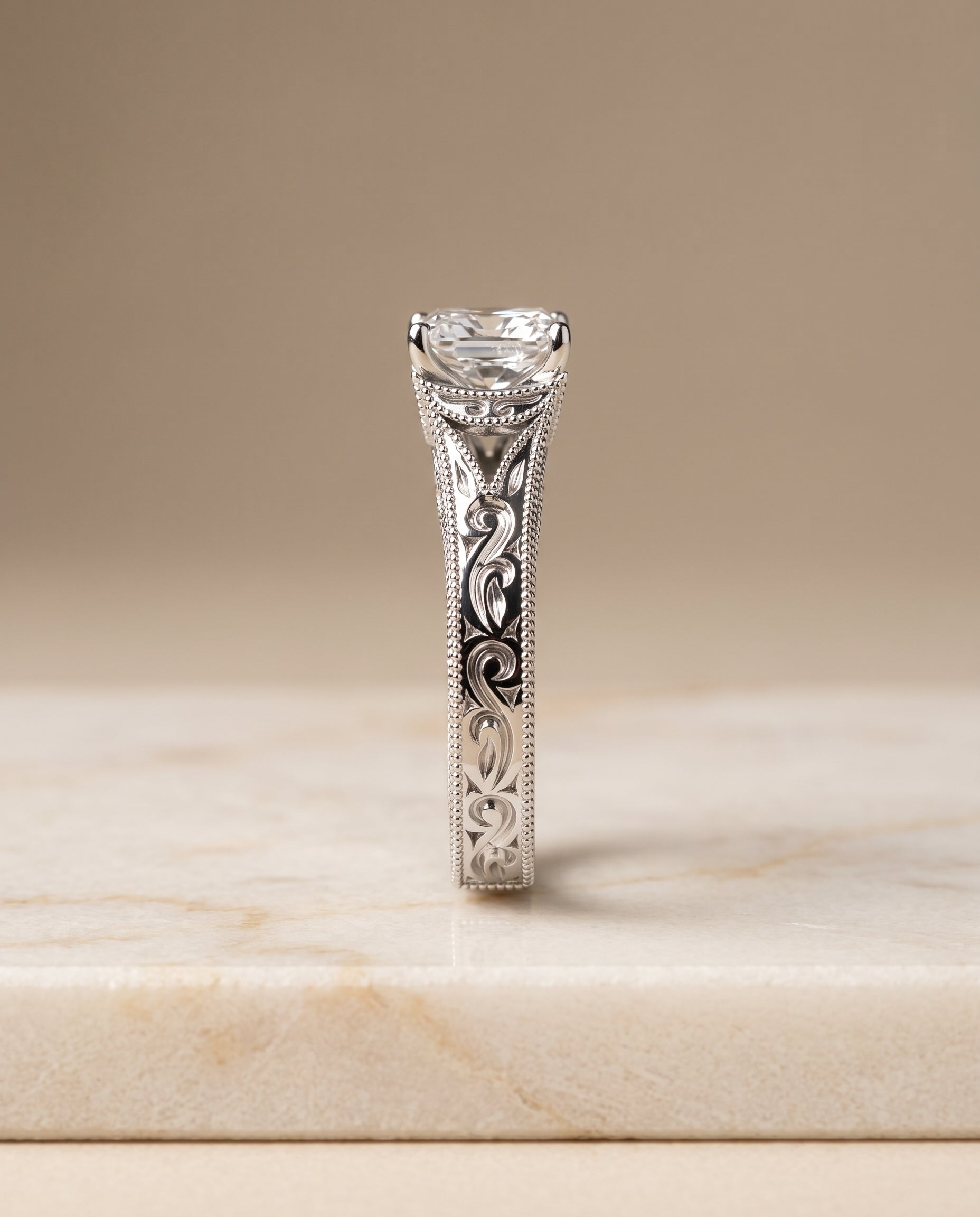 The Janis setting for radiant diamonds, made to order in Platinum | RockHer