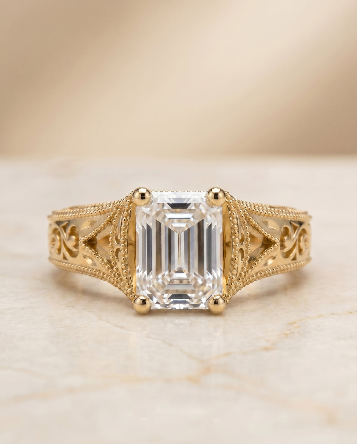 The Janis emerald engagement ring setting in 18K Yellow Gold | RockHer