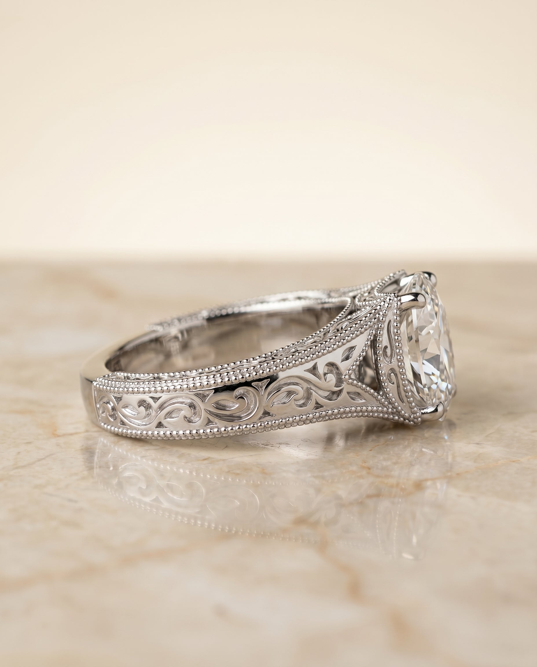 The Janis setting for oval diamonds, made to order in 18K White Gold | RockHer