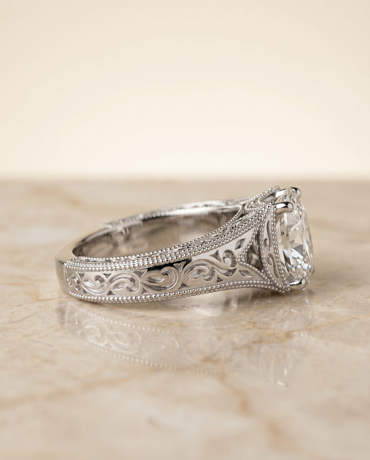 The Janis Select Vintage Solitaire Engagement Ring with Lab Diamond in 18K White Gold - view 5