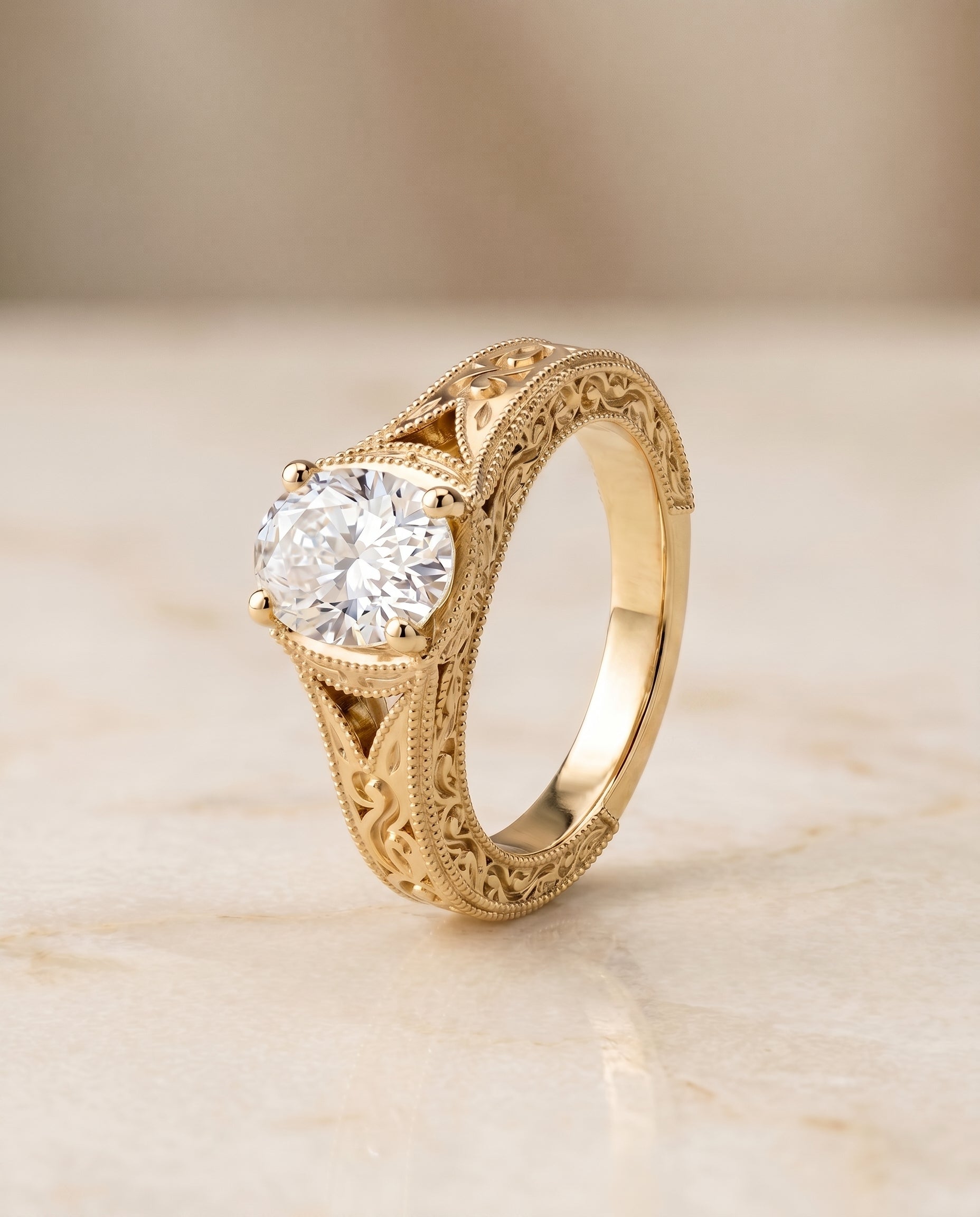 The Janis setting for oval diamonds, made to order in 18K Yellow Gold | RockHer