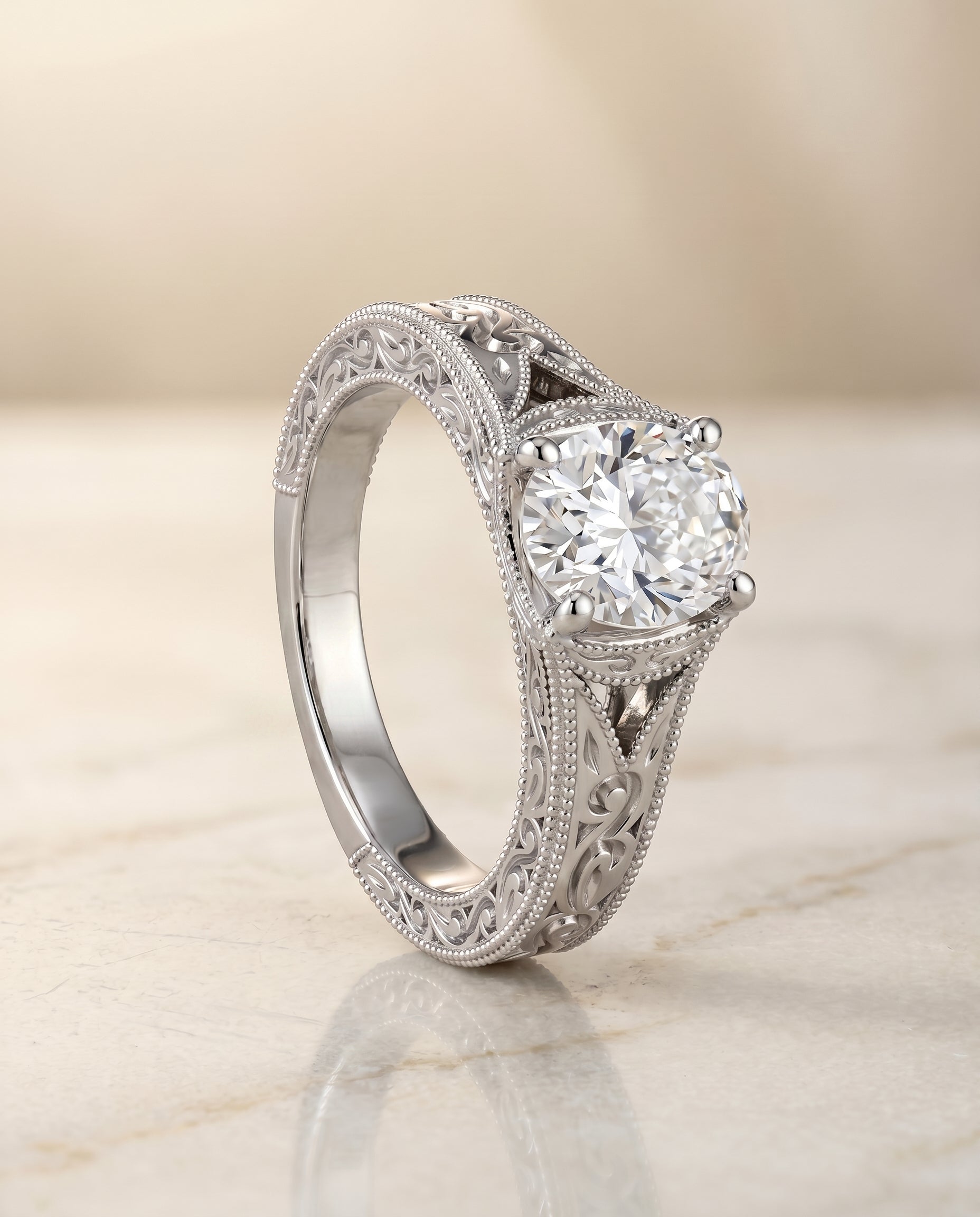 The Janis setting for oval diamonds, made to order in Platinum | RockHer