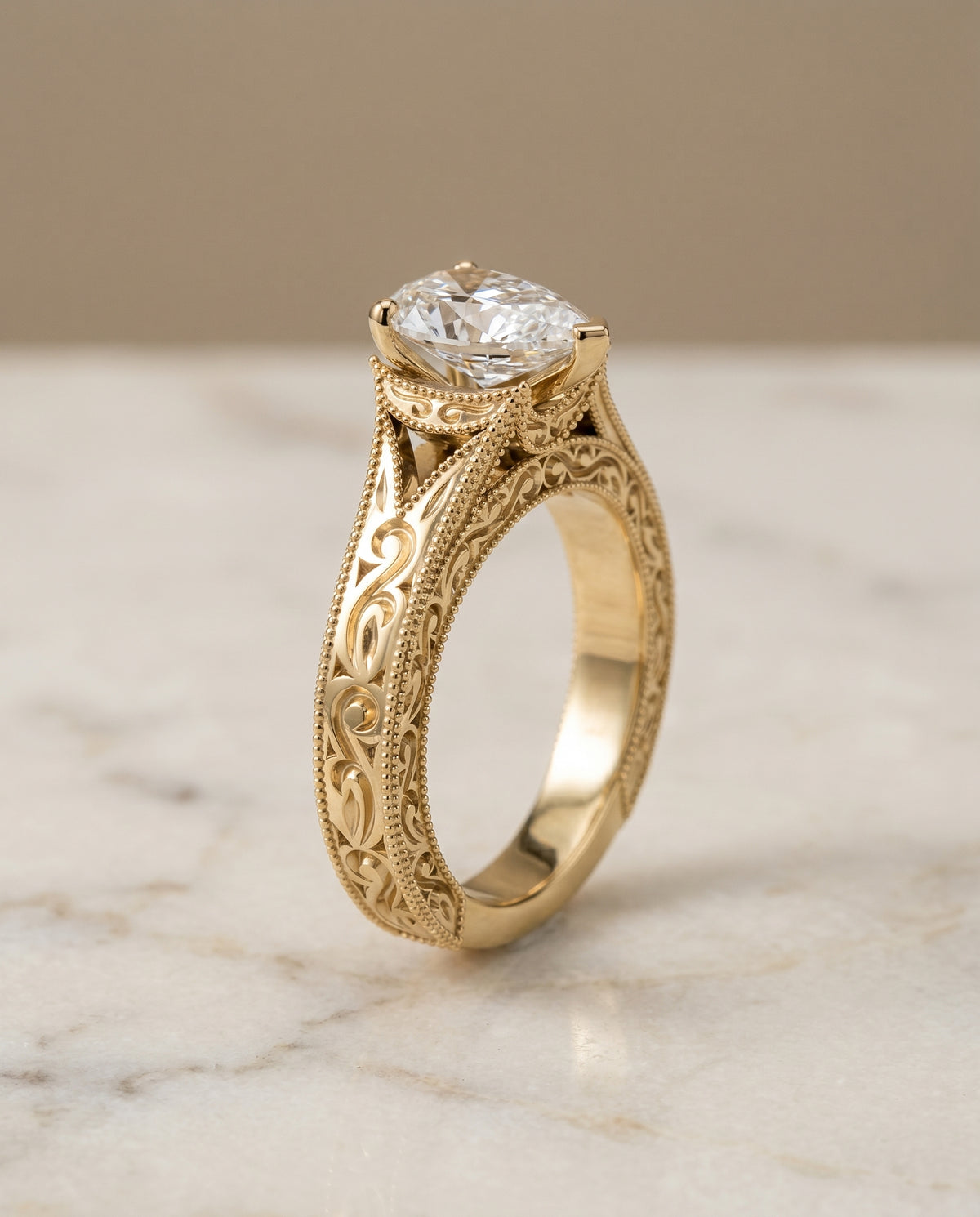 The Janis setting for pear diamonds, made to order in 18K Yellow Gold | RockHer