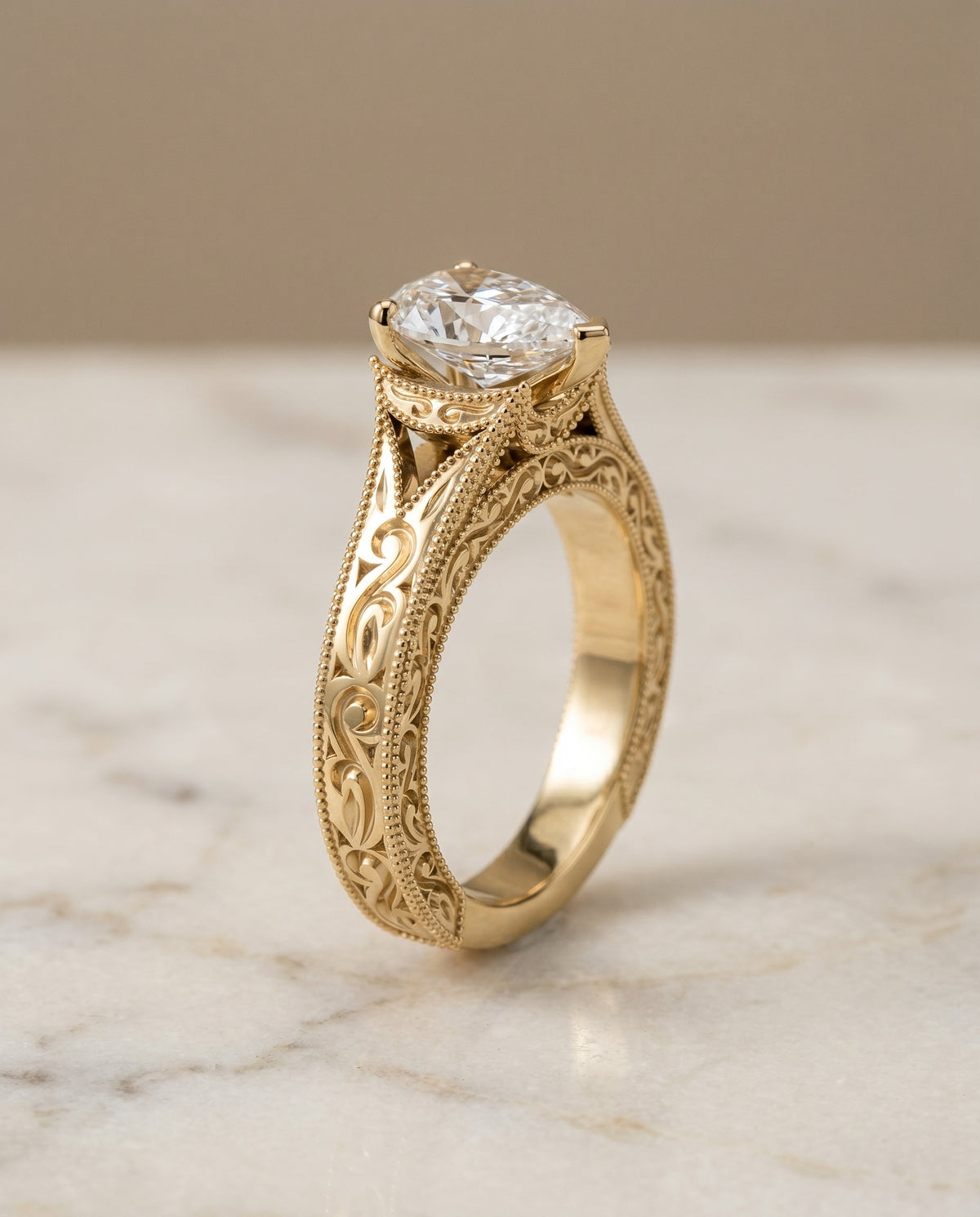 The Janis setting for pear diamonds, made to order in 18K Yellow Gold | RockHer