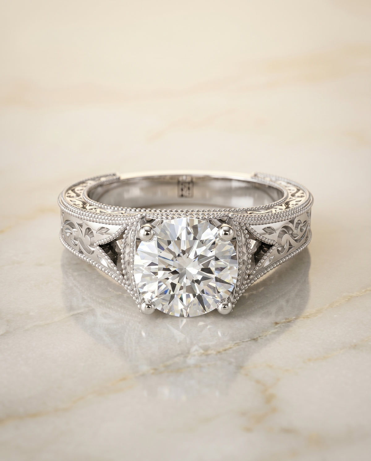 The Janis round engagement ring setting in Platinum | RockHer