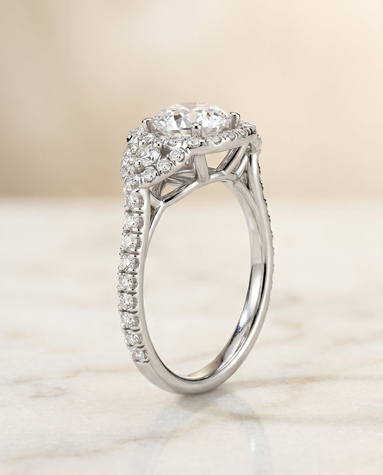 The Jennifer Select Three Stone Round Lab Diamond Engagement Ring in Platinum