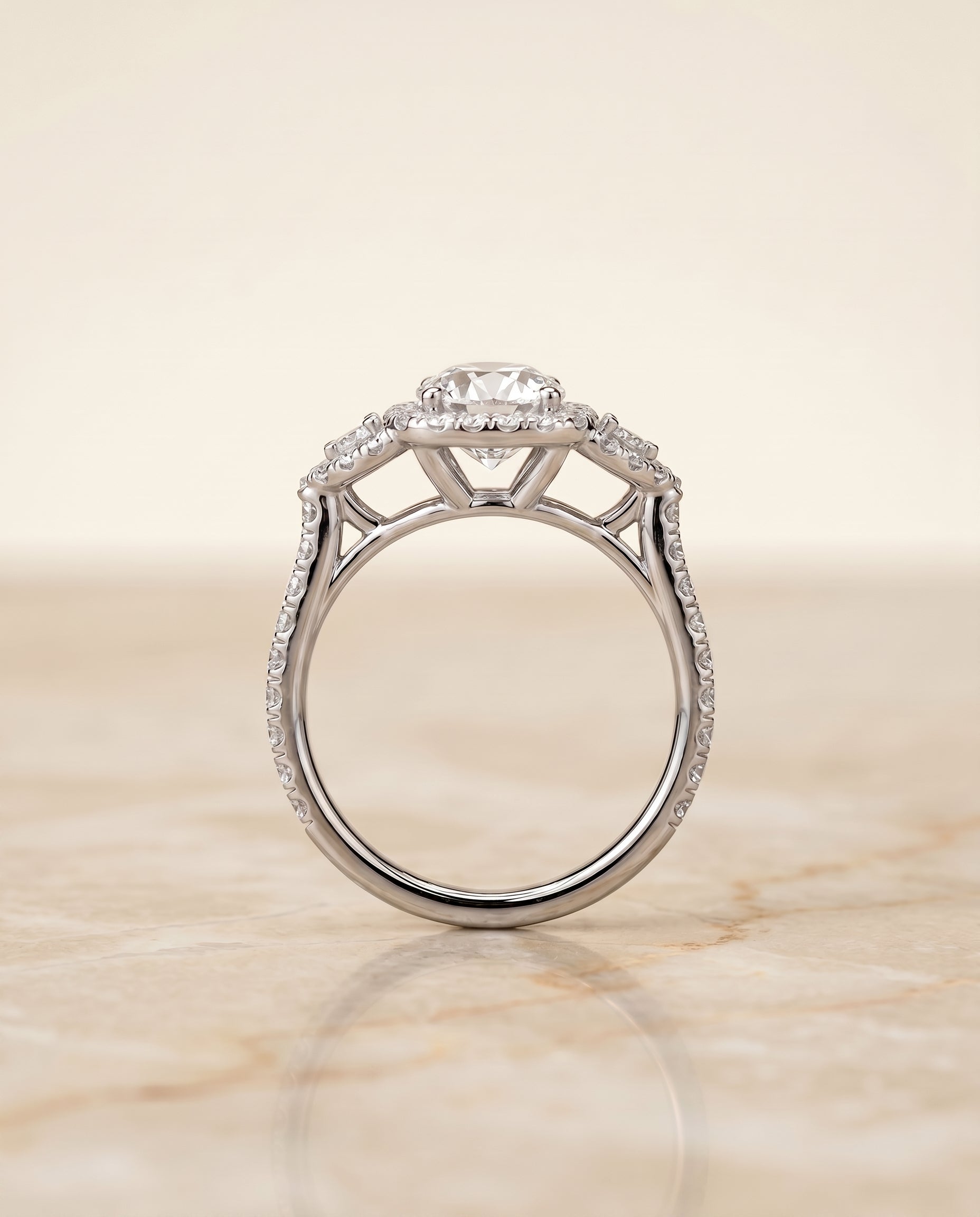 The Jennifer setting for round diamonds, made to order in Platinum | RockHer