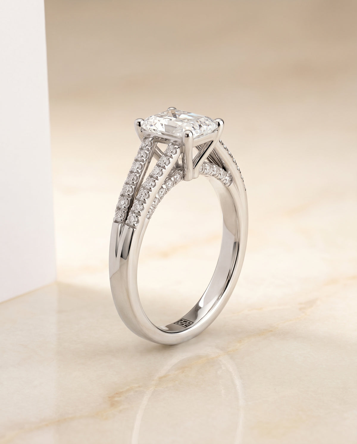 The Jessie radiant engagement ring setting in Platinum | RockHer