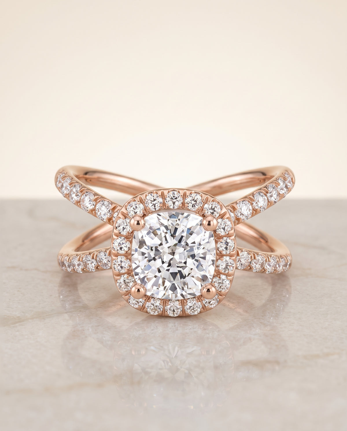 The Joan cushion engagement ring setting in 14K Rose Gold | RockHer