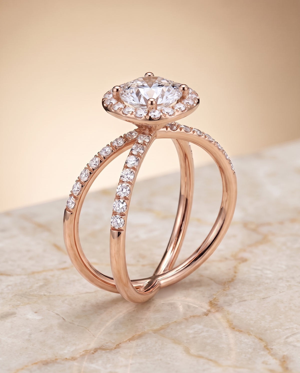 The Joan round engagement ring setting in 14K Rose Gold | RockHer