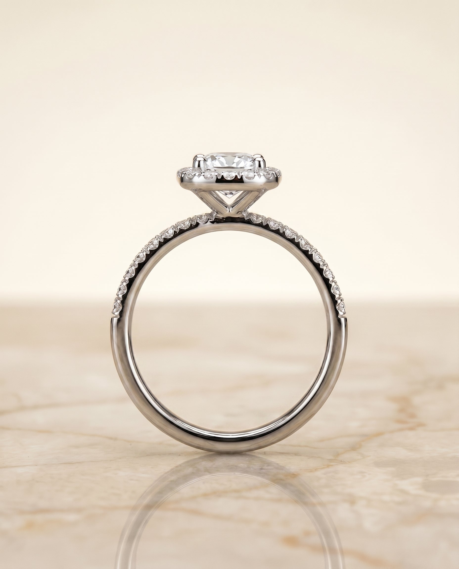 The Joan setting for cushion diamonds, made to order in Platinum | RockHer