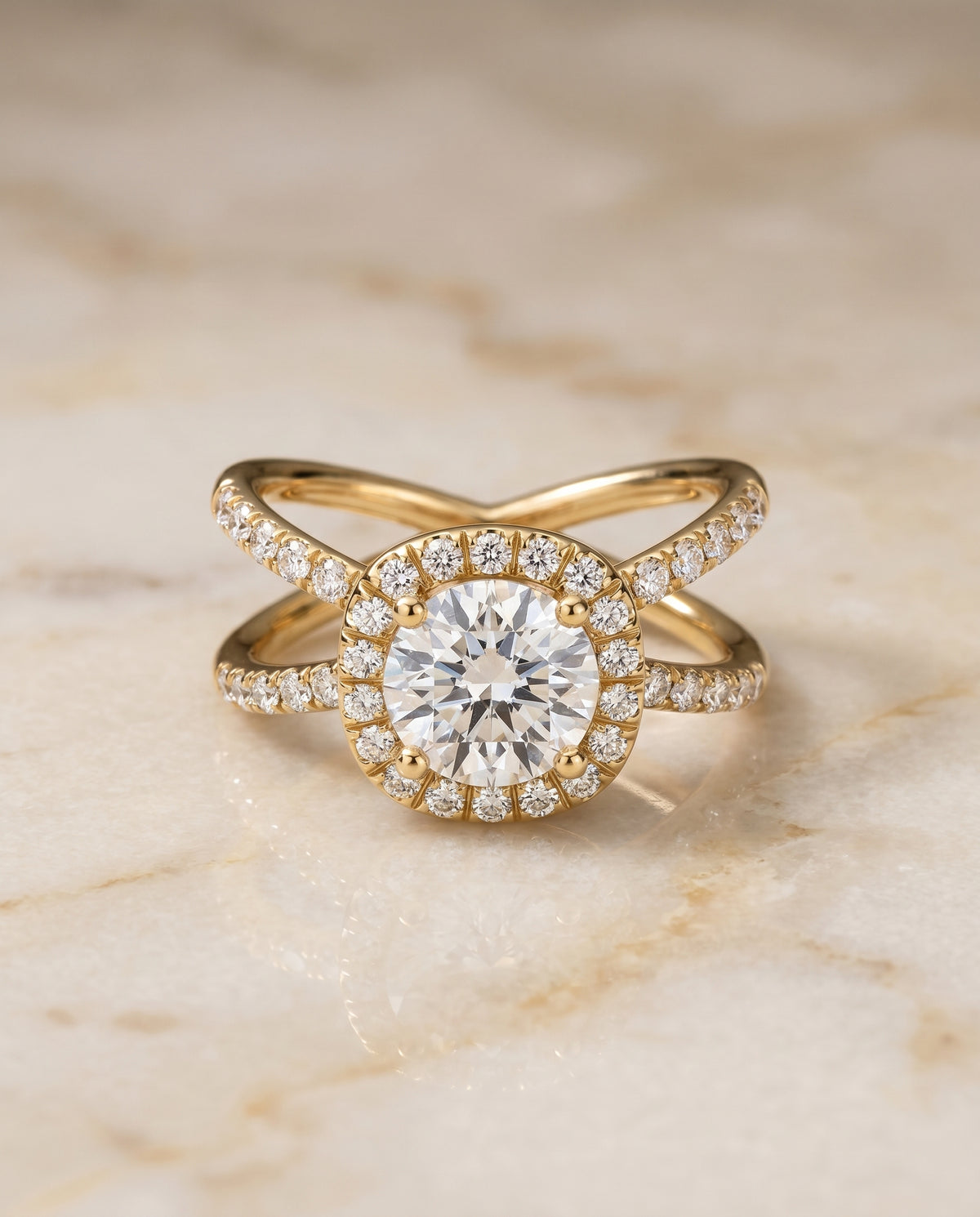 The Joan round engagement ring setting in 18K Yellow Gold | RockHer