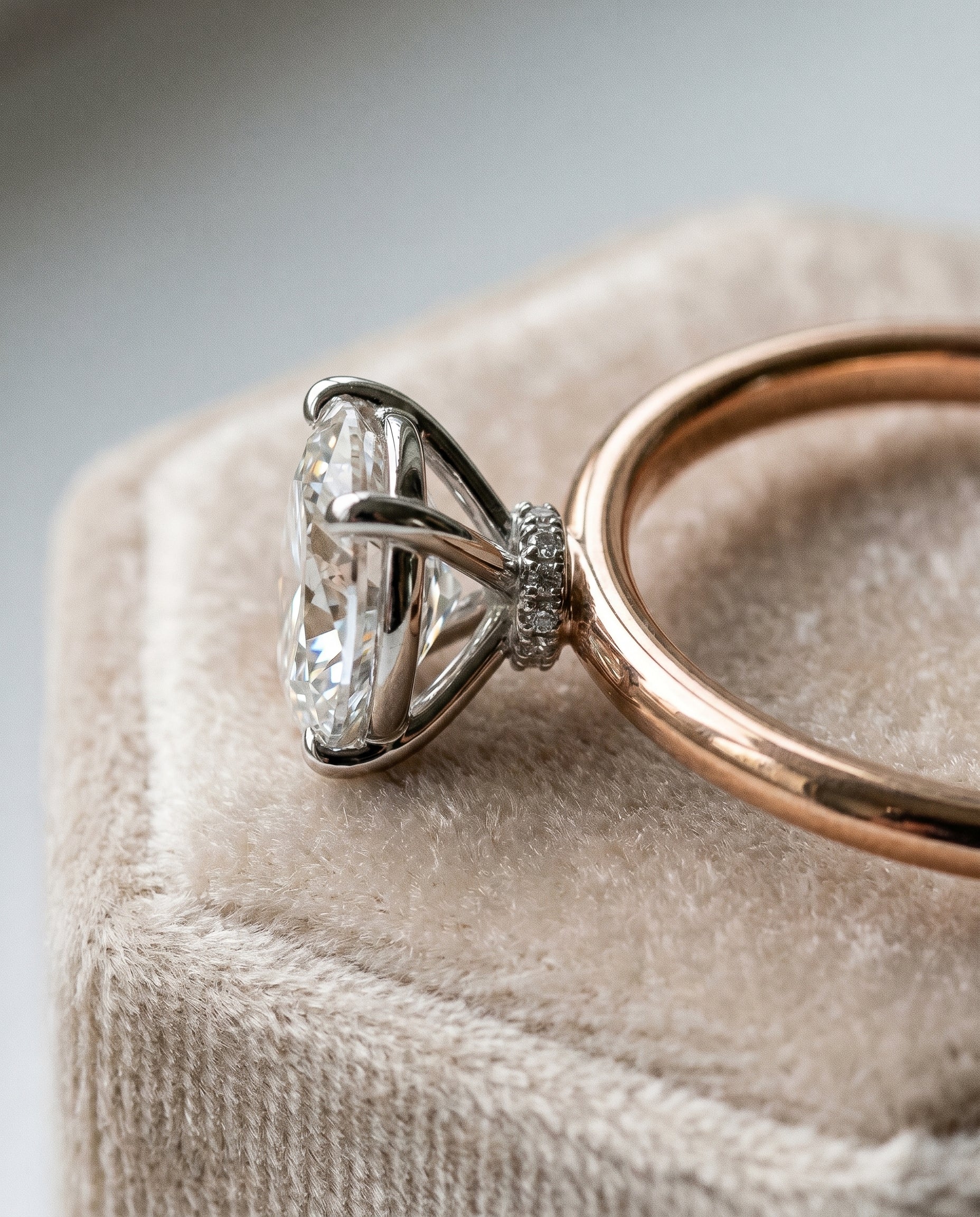 14K Rose Gold band of The Joni oval engagement ring setting | RockHer