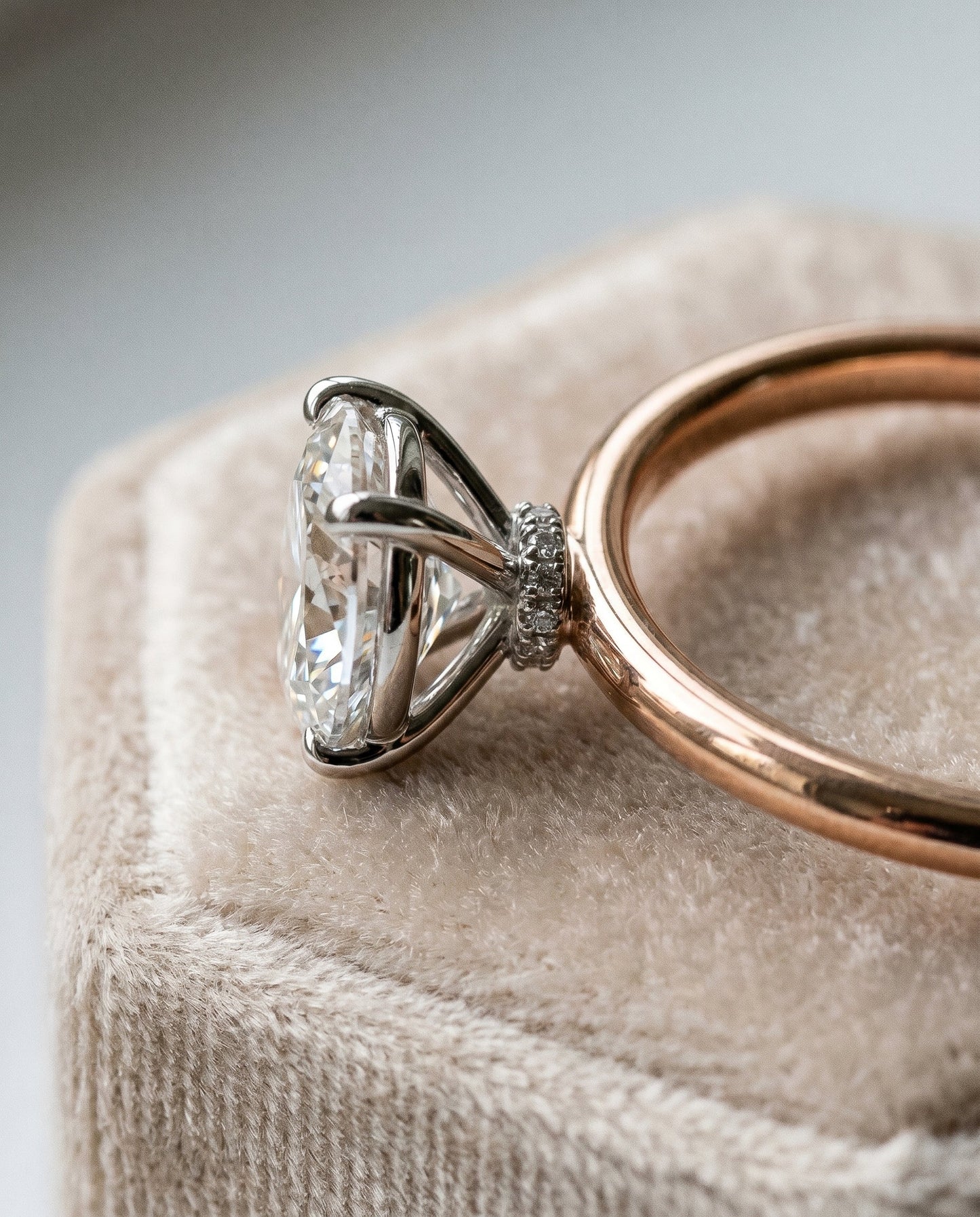 The Joni Select Hidden Halo Engagement Ring with Lab Diamond in 14K Rose Gold - view 4