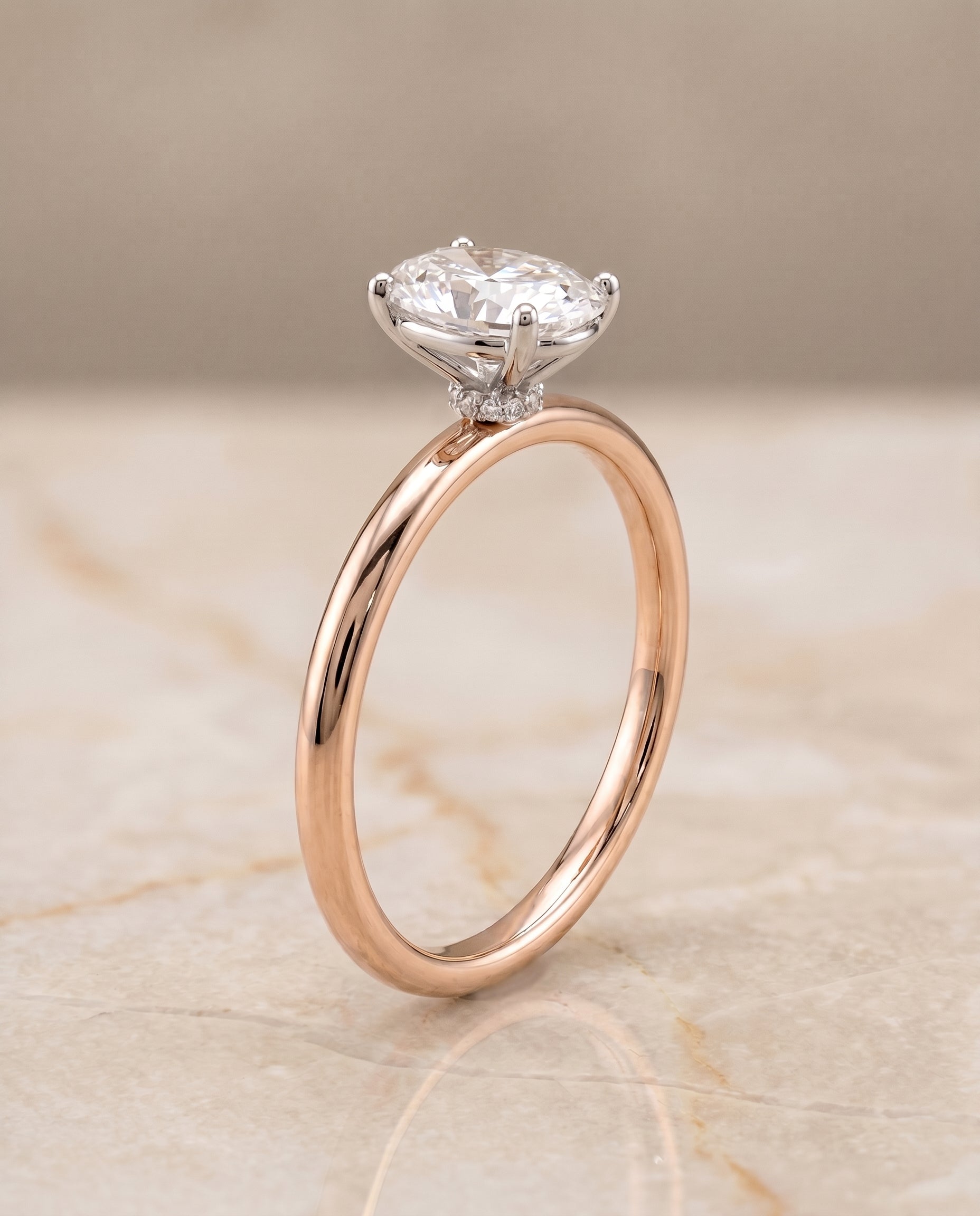 Hidden Halo Solitaire styling on The Joni oval engagement ring setting | RockHer