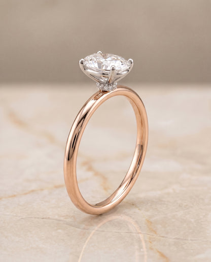 The Joni Hidden Halo Solitaire Oval Engagement Ring Setting in 14K Rose Gold
