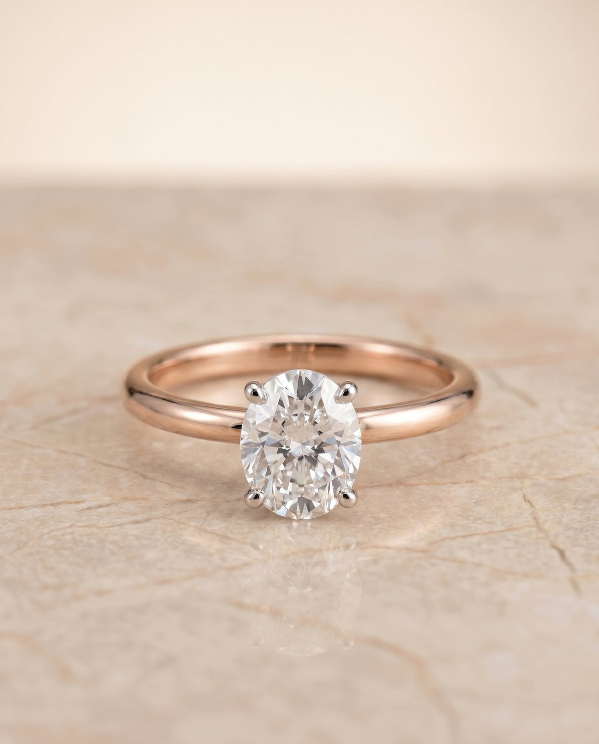 The Joni oval engagement ring setting in 14K Rose Gold | RockHer