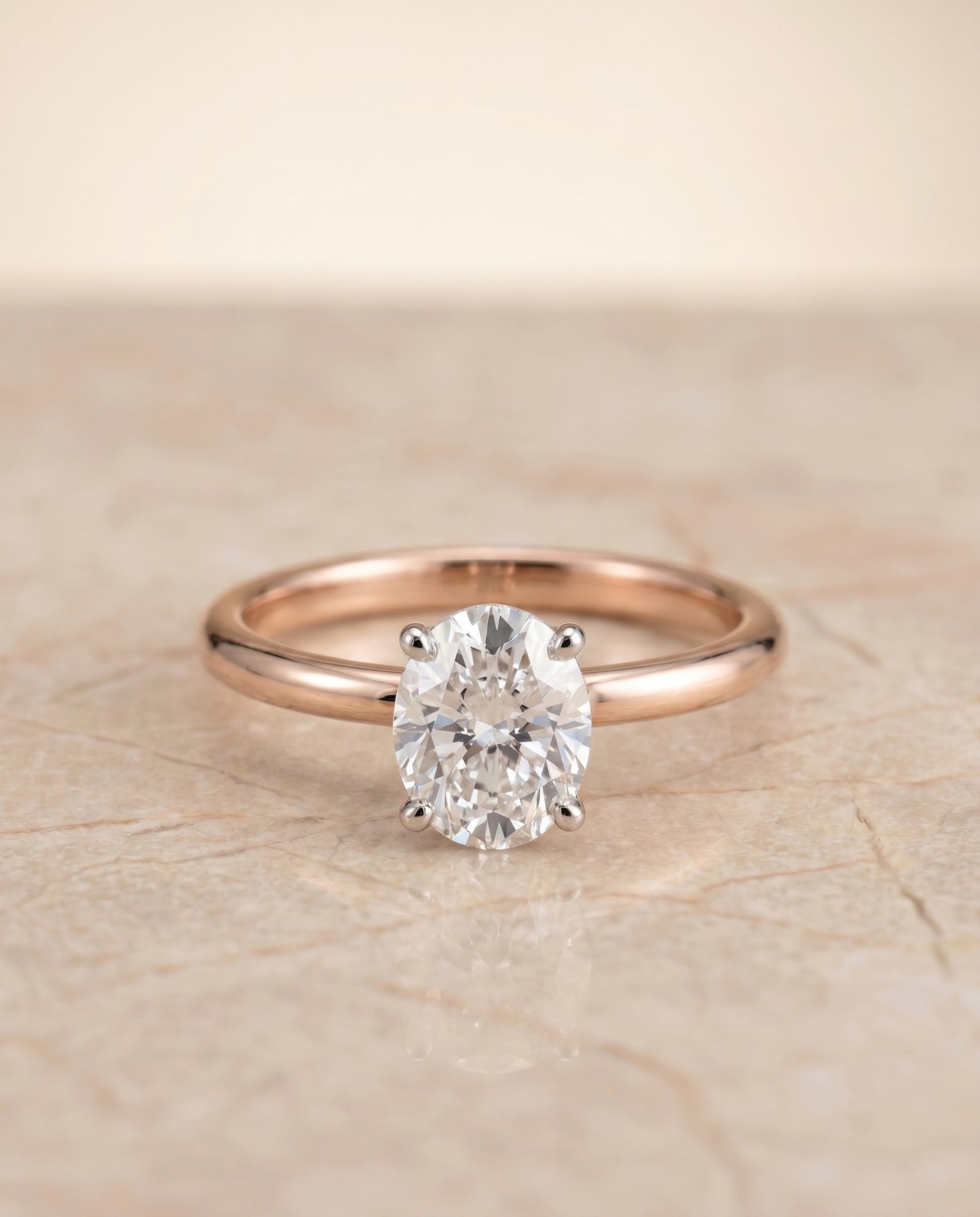 The Joni Hidden Halo Solitaire Oval Engagement Ring Setting in 14K Rose Gold