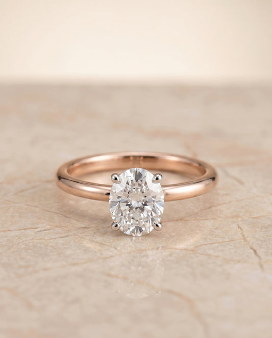 The Joni Hidden Halo Engagement Ring Setting for Oval Diamonds in 14K Rose Gold