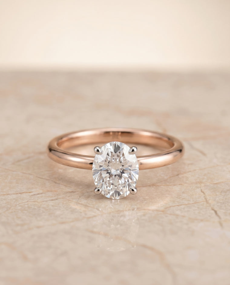 The Joni Hidden Halo Solitaire Oval Engagement Ring Setting in 14K Rose Gold