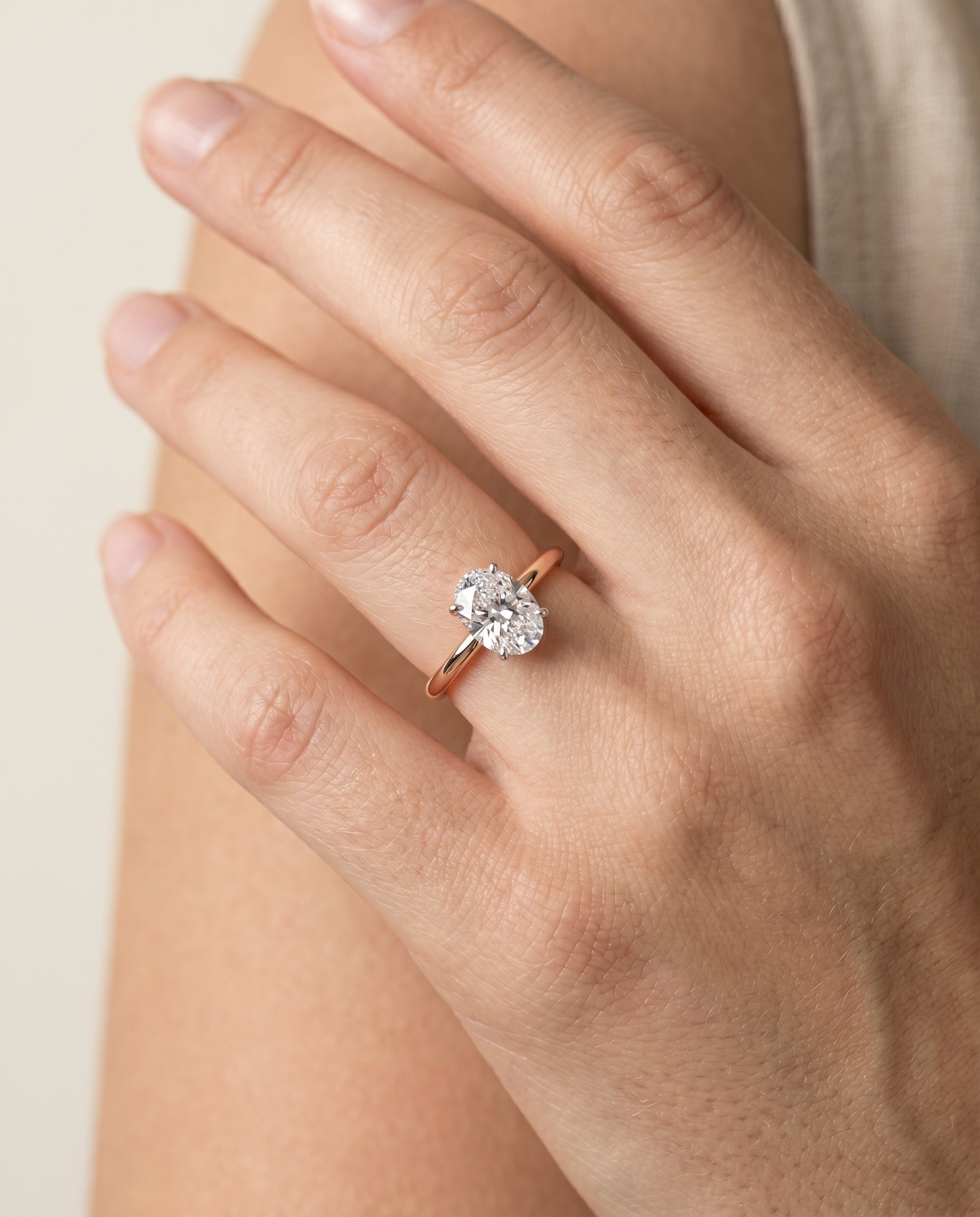 The Joni engagement ring setting in 14K Rose Gold, hidden halo solitaire design | RockHer