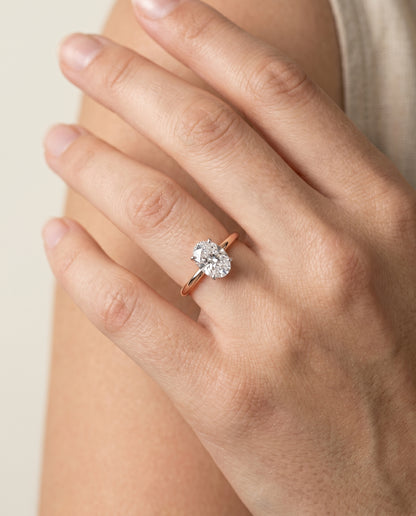 The Joni Hidden Halo Solitaire Oval Engagement Ring Setting in 14K Rose Gold