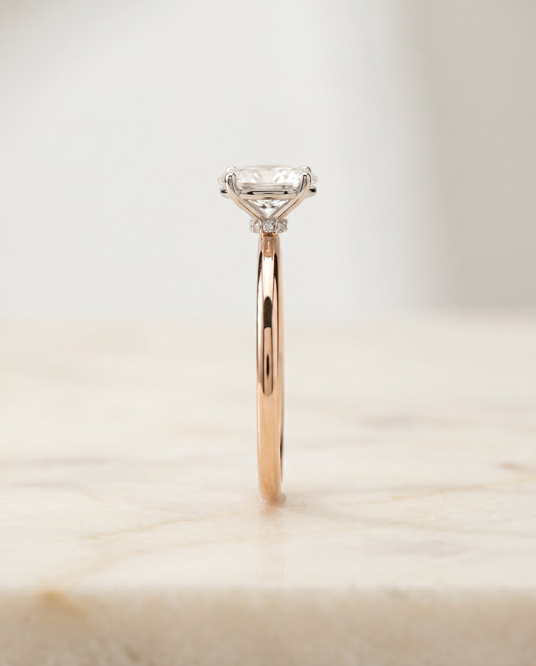 The Joni setting for oval diamonds, made to order in 14K Rose Gold | RockHer