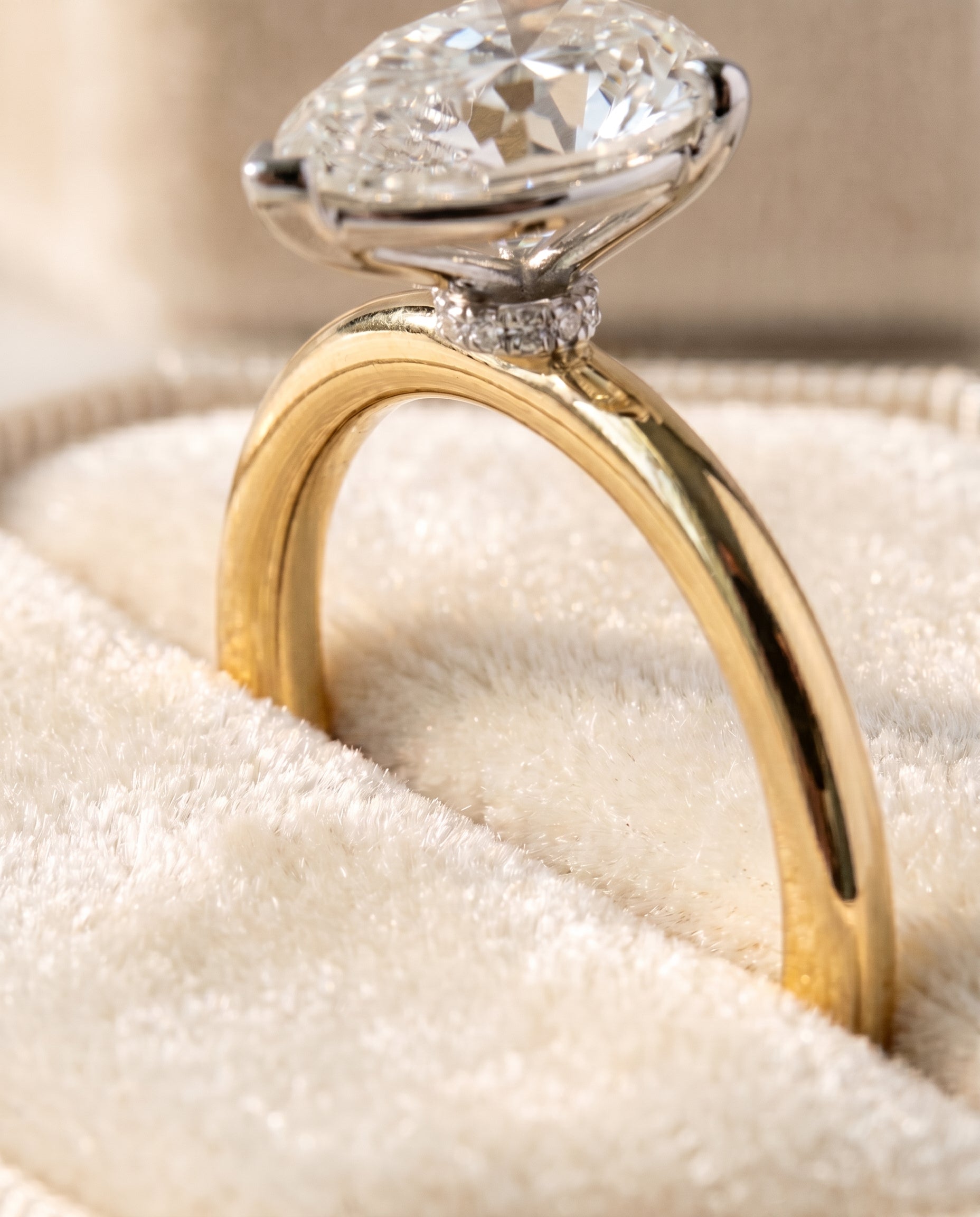 18K Yellow Gold band of The Joni princess engagement ring setting | RockHer