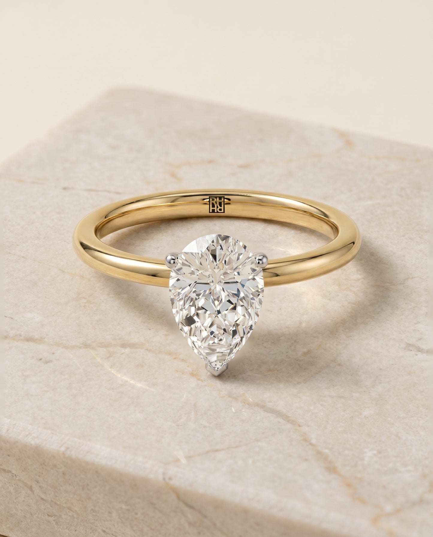 The Joni Hidden Halo Solitaire Princess Cut Engagement Ring Setting in 18K Yellow Gold