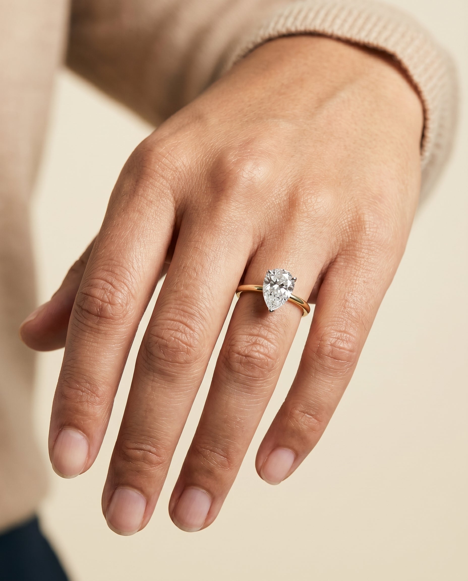 The Joni engagement ring setting in 18K Yellow Gold, hidden halo solitaire design | RockHer