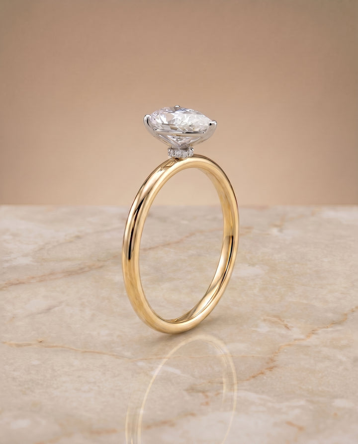 The Joni Hidden Halo Solitaire Princess Cut Engagement Ring Setting in 18K Yellow Gold