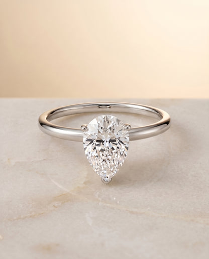 The Joni Hidden Halo Solitaire Princess Cut Engagement Ring Setting in Platinum