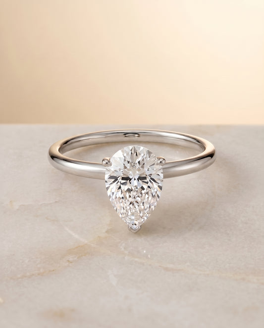 The Joni Hidden Halo Solitaire Princess Cut Engagement Ring Setting in 18K White Gold