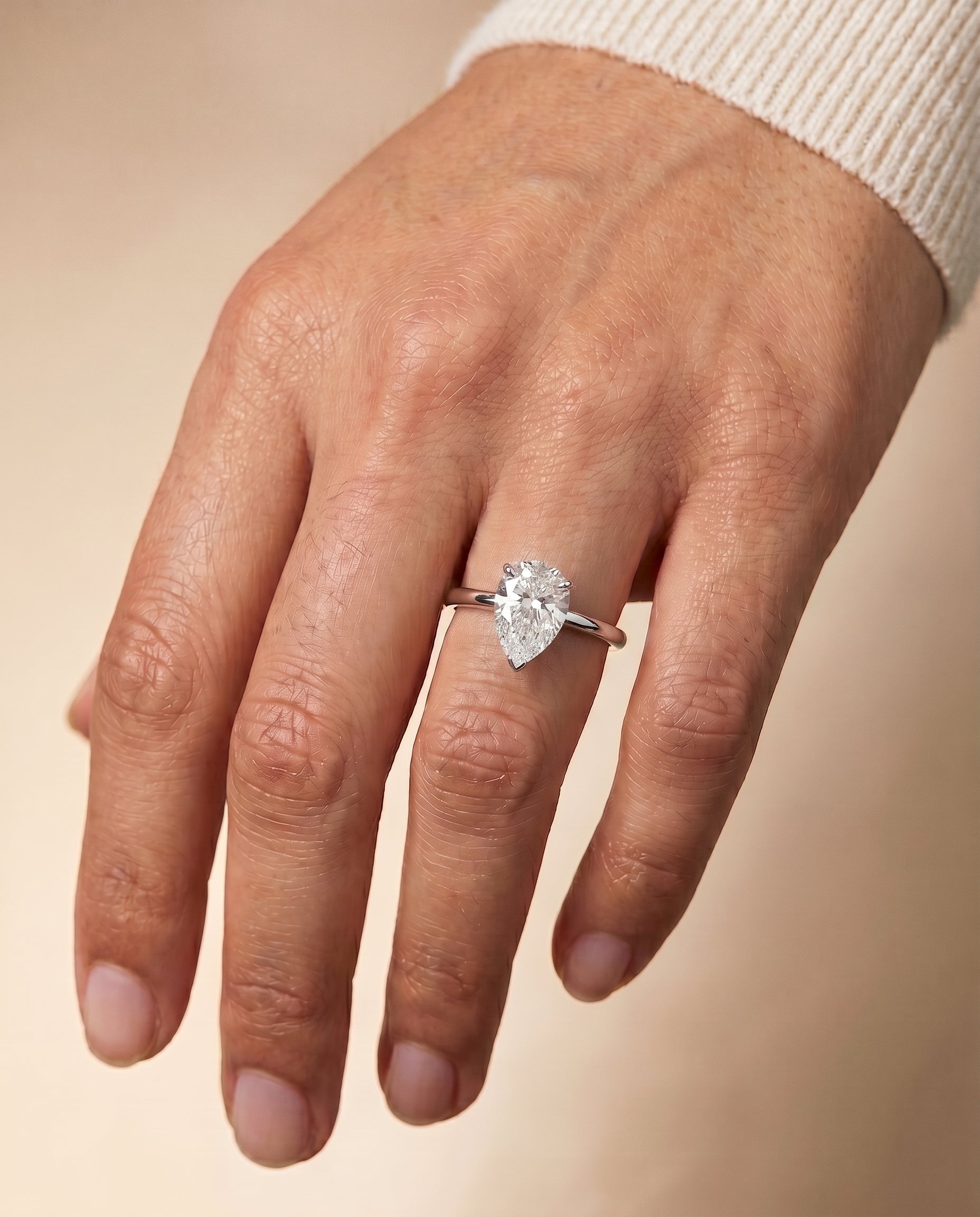 The Joni engagement ring setting in 18K White Gold, hidden halo solitaire design | RockHer