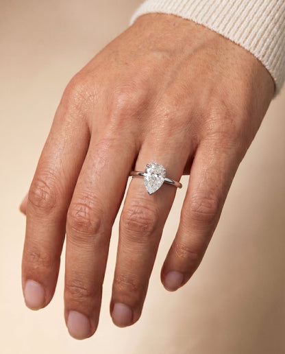 Joni Select Hidden Halo Princess Cut Lab Diamond Engagement Ring in 18K White Gold, shown on hand | RockHer