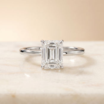 The Joni Hidden Halo Solitaire Radiant Cut Engagement Ring Setting in Platinum