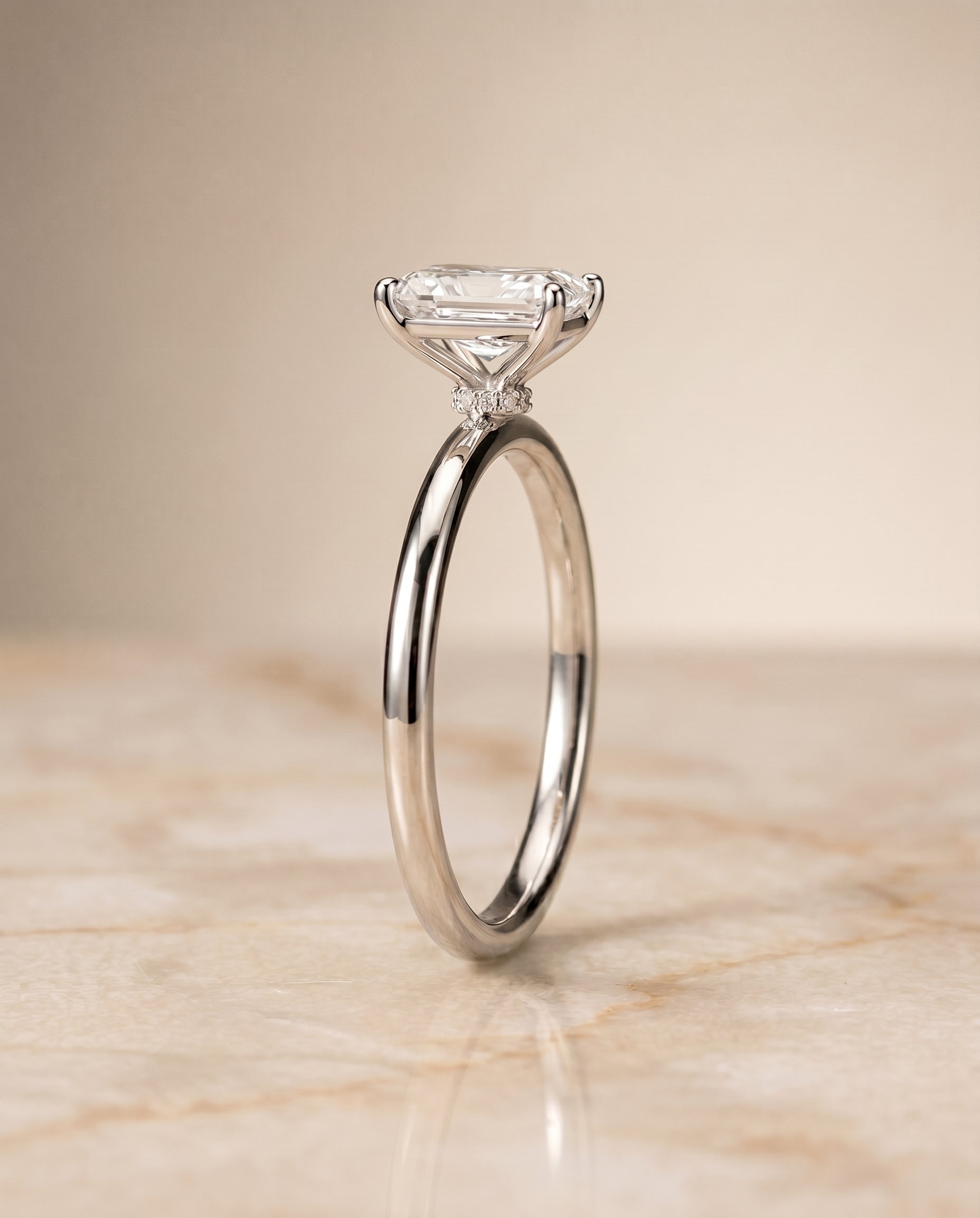 The Joni setting for radiant diamonds, made to order in Platinum | RockHer