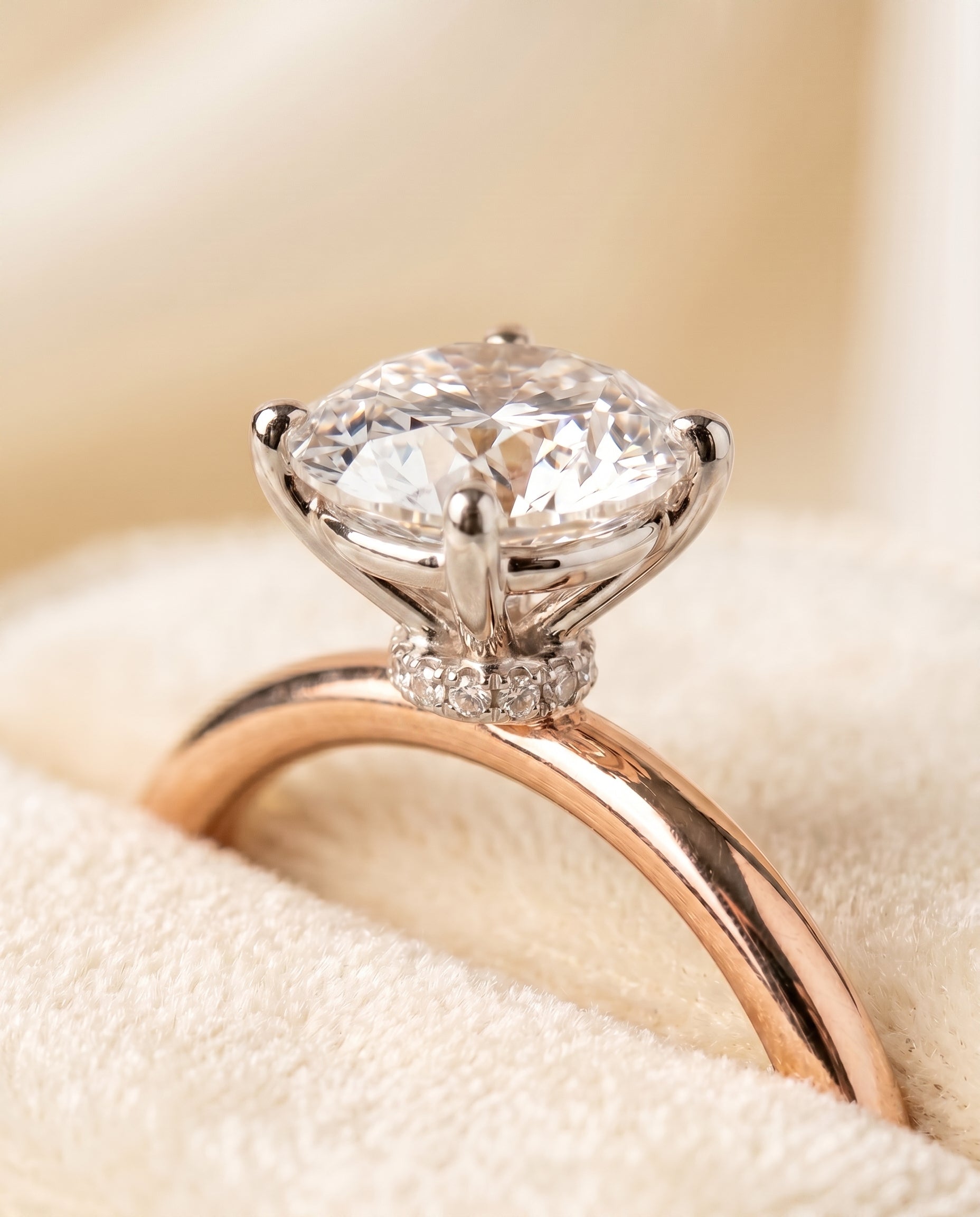 14K Rose Gold band of The Joni round engagement ring setting | RockHer