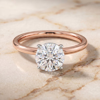 The Joni Hidden Halo Solitaire Round Engagement Ring Setting in 14K Rose Gold