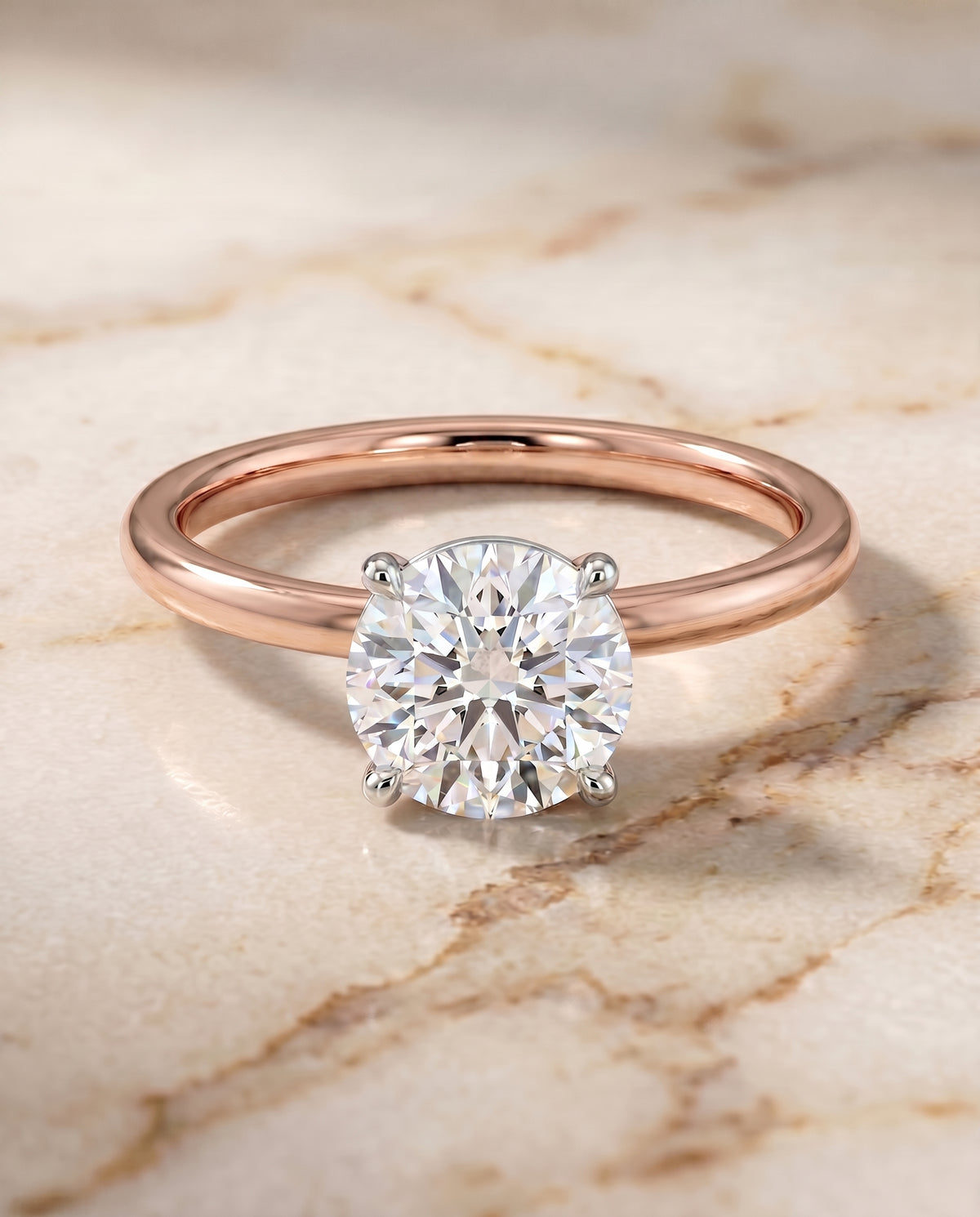 The Joni round engagement ring setting in 14K Rose Gold | RockHer