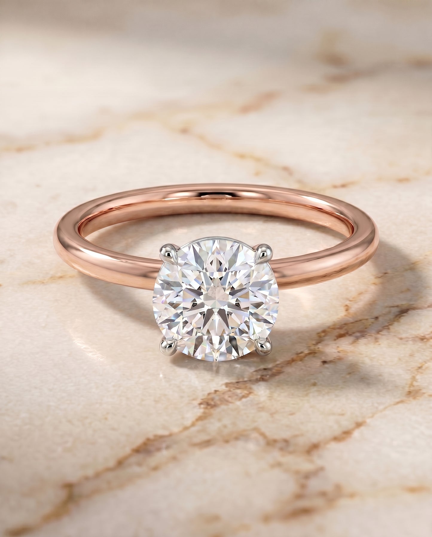 The Joni Hidden Halo Solitaire Round Engagement Ring Setting in 14K Rose Gold