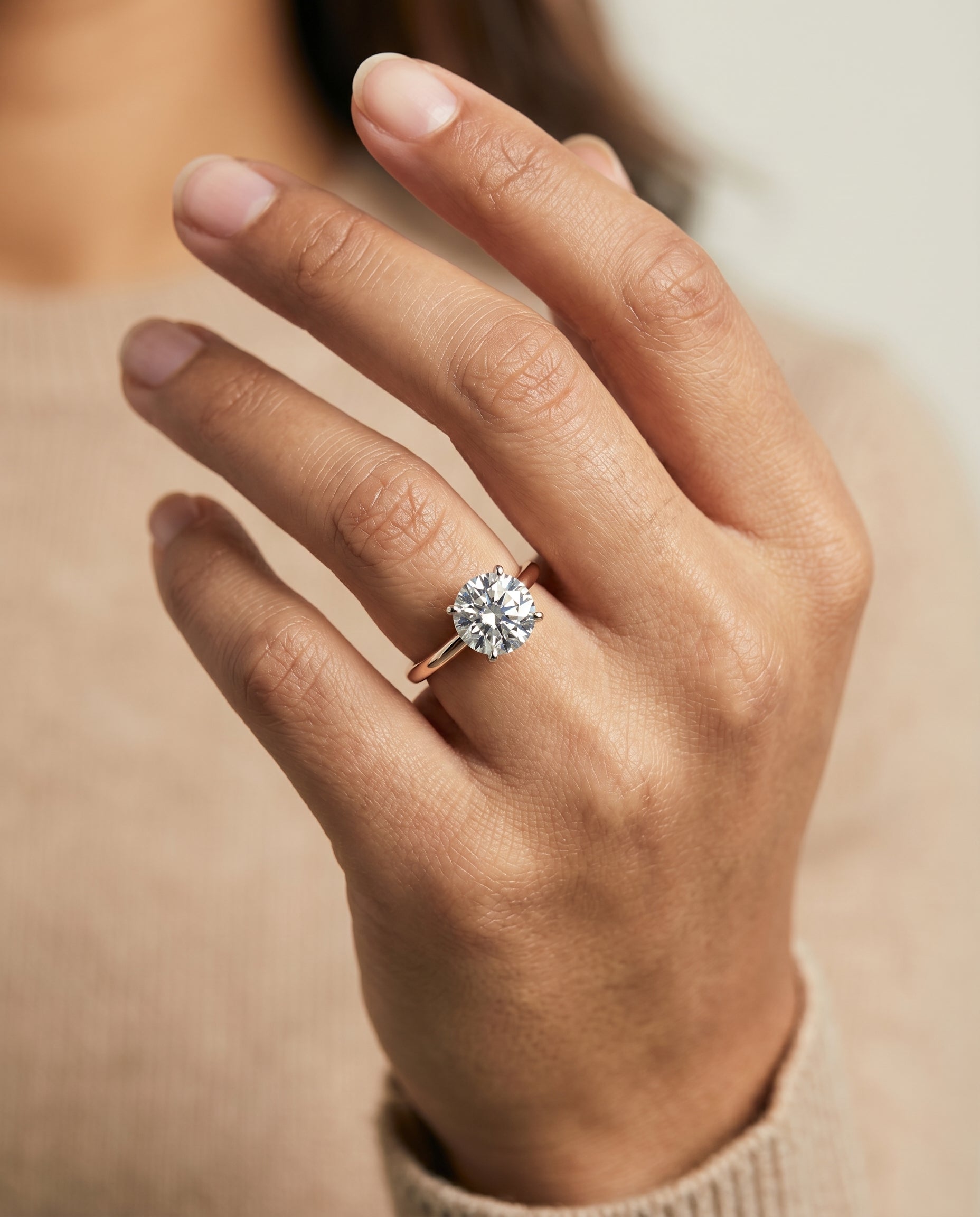 The Joni engagement ring setting in 14K Rose Gold, hidden halo solitaire design | RockHer