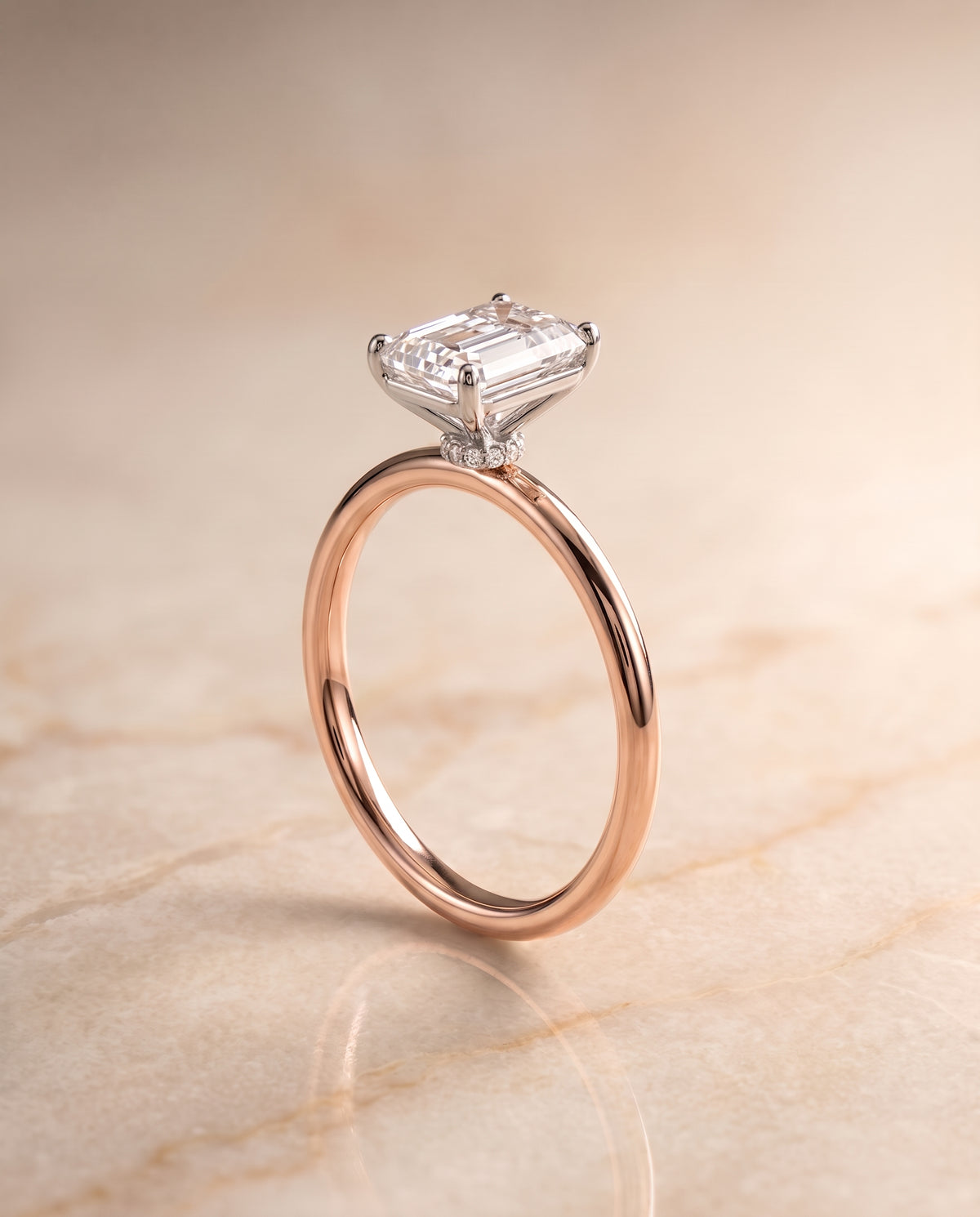 The Joni emerald engagement ring setting in 14K Rose Gold | RockHer
