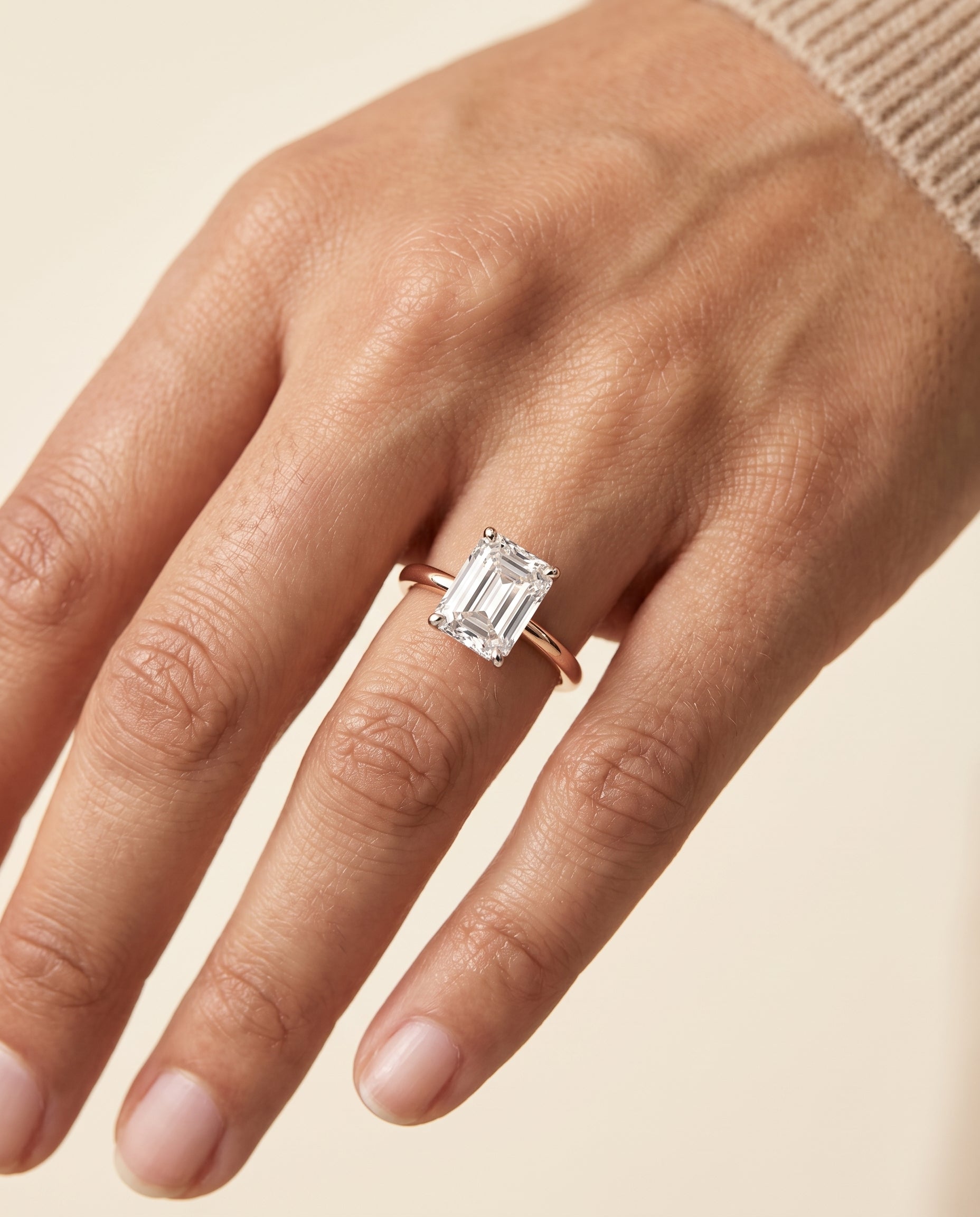 The Joni engagement ring setting in 14K Rose Gold, hidden halo solitaire cut design | RockHer