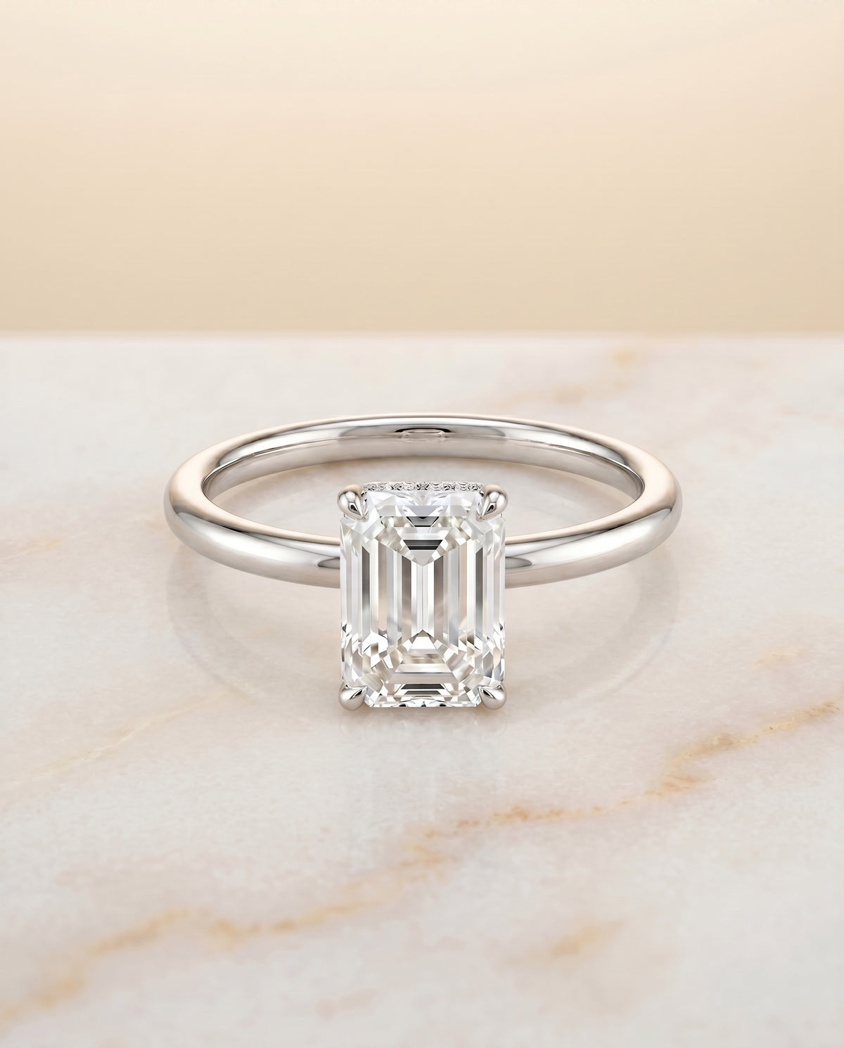 The Joni emerald engagement ring setting in 18K White Gold | RockHer