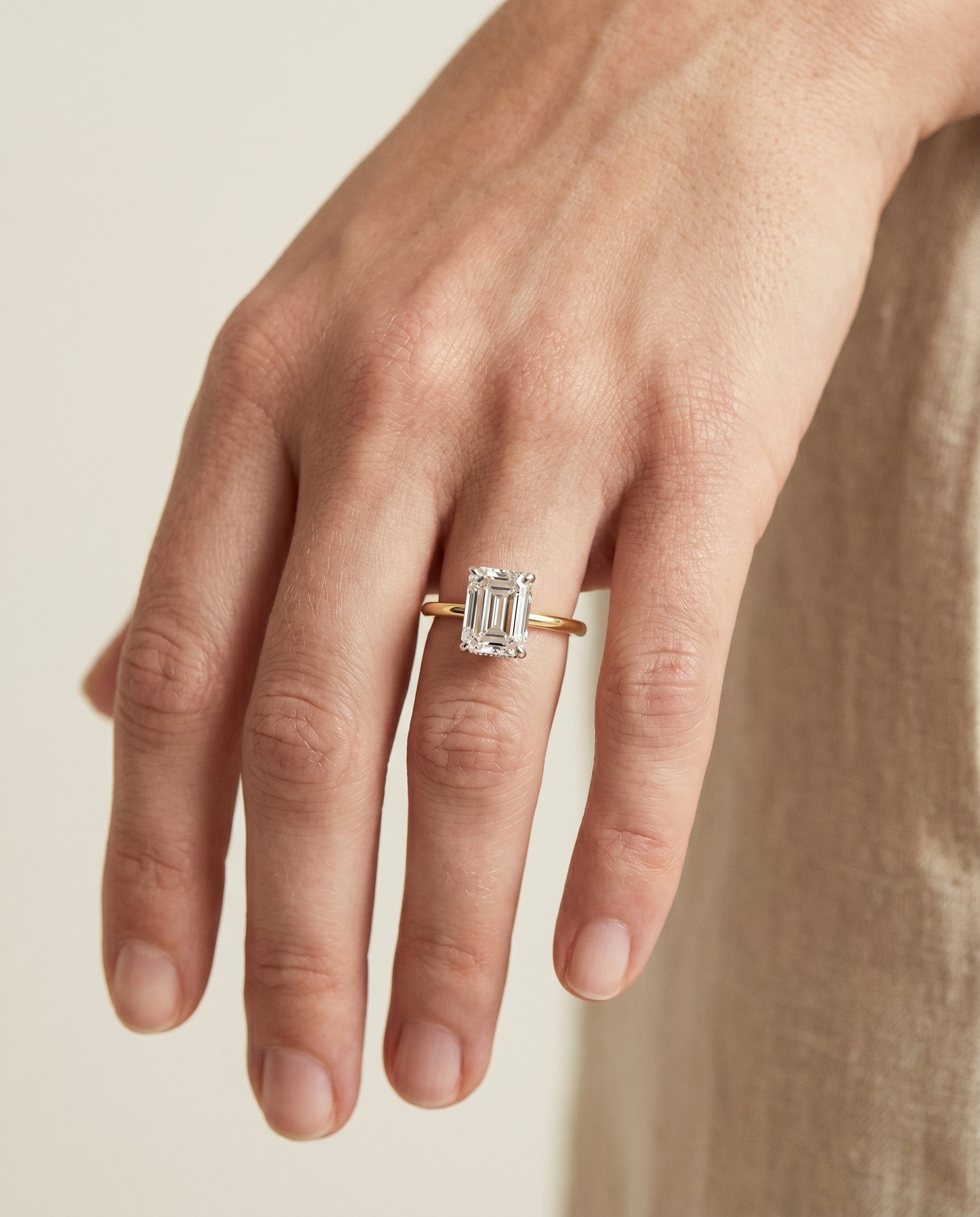 The Joni engagement ring setting in 18K Yellow Gold, hidden halo solitaire cut design | RockHer